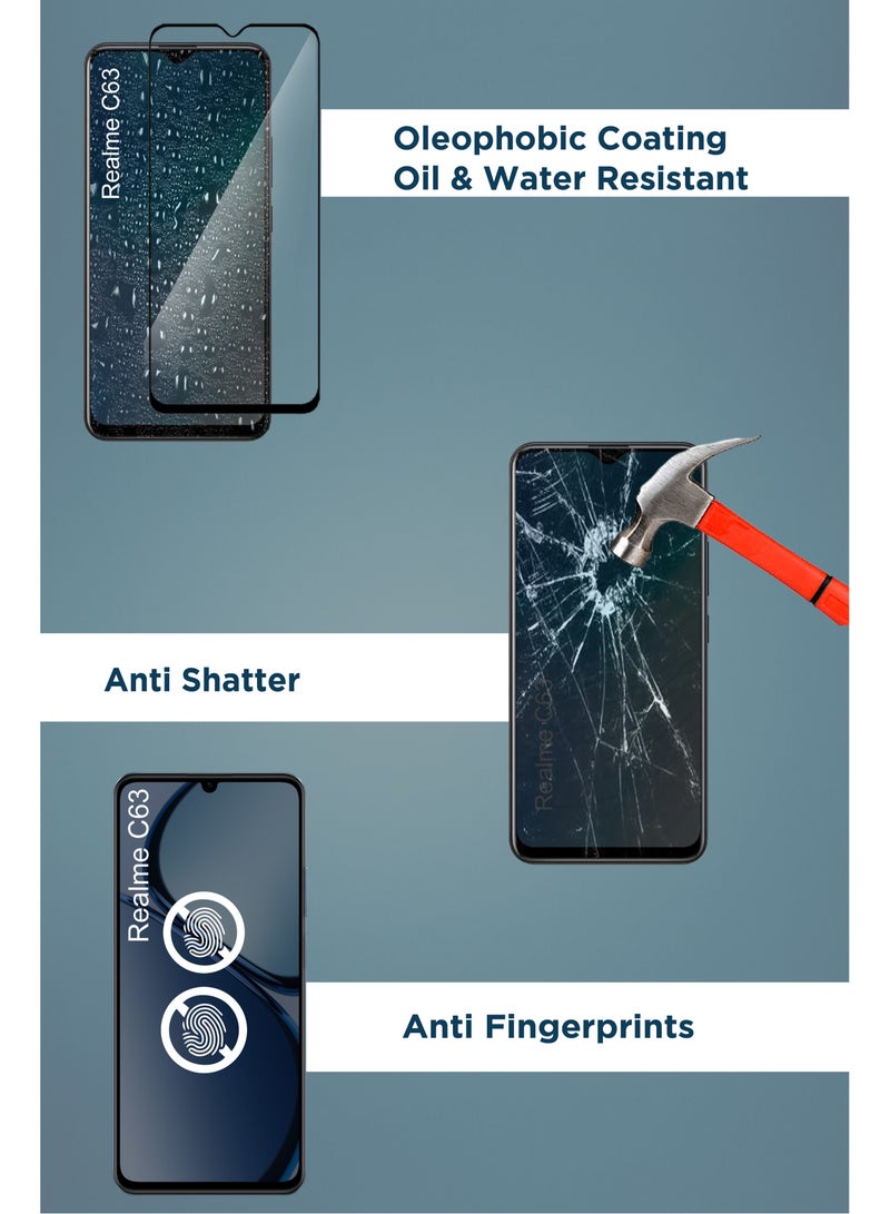واقي شاشة زجاجي عام من الزجاج المقوى لهاتف Realme C63 - أسود - Image 4