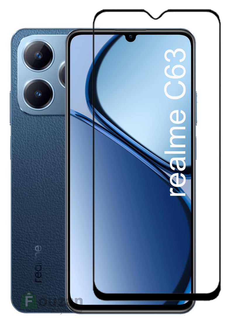 واقي شاشة زجاجي عام من الزجاج المقوى لهاتف Realme C63 - أسود - Image 1