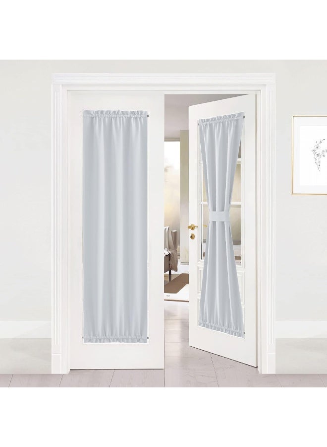 NICETOWN Greyish White Sidelight Door Panel - Room Darkening French Door Thermal Drapery for Privacy (25" Width x 72" Length, Platinum |Tie Back Included, 1 PC) - Image 1
