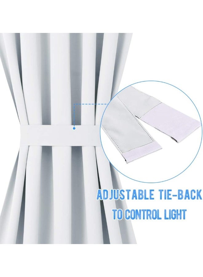 NICETOWN Greyish White Sidelight Door Panel - Room Darkening French Door Thermal Drapery for Privacy (25" Width x 72" Length, Platinum |Tie Back Included, 1 PC) - Image 2