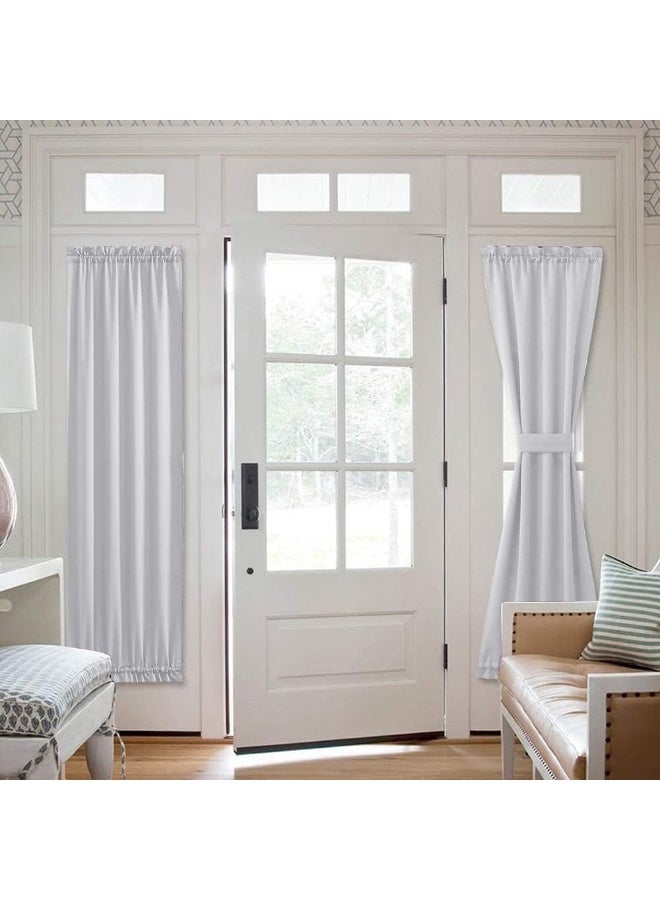 NICETOWN Greyish White Sidelight Door Panel - Room Darkening French Door Thermal Drapery for Privacy (25" Width x 72" Length, Platinum |Tie Back Included, 1 PC) - Image 4