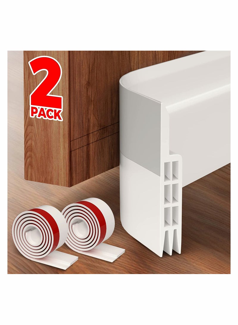 Suntown Door Seal Strip Door Draft Stopper, 2 Pack Under Door Draft Blocker Insulator, Door Sweep Weather Stripping Noise Stopper Strong Adhesive 37inch Length - Image 1