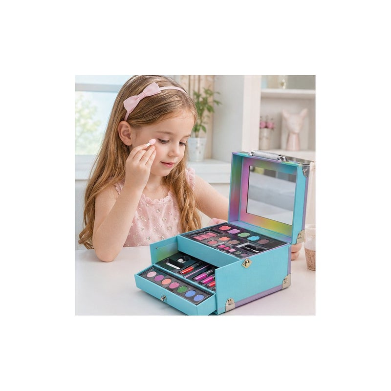 Disney Princess Kids Cosmetic Makeup Set with Carry Case and Mirror, Girls Dress Up Play Kit - Image 3