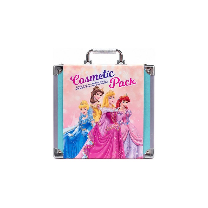 Disney Princess Kids Cosmetic Makeup Set with Carry Case and Mirror, Girls Dress Up Play Kit - Image 1