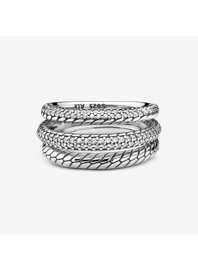 دورا خاتم بثلاث حلقات مرصوفة بالماس على شكل سلسلة عظمية - Image 2