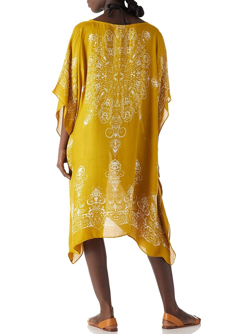 Moss Rose Women's Swimsuit Cover up Beach Kaftan for Bathing Suit with Floral Pattern - Image 3