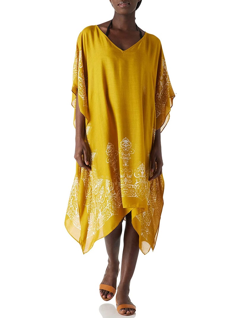 Moss Rose Women's Swimsuit Cover up Beach Kaftan for Bathing Suit with Floral Pattern - Image 2