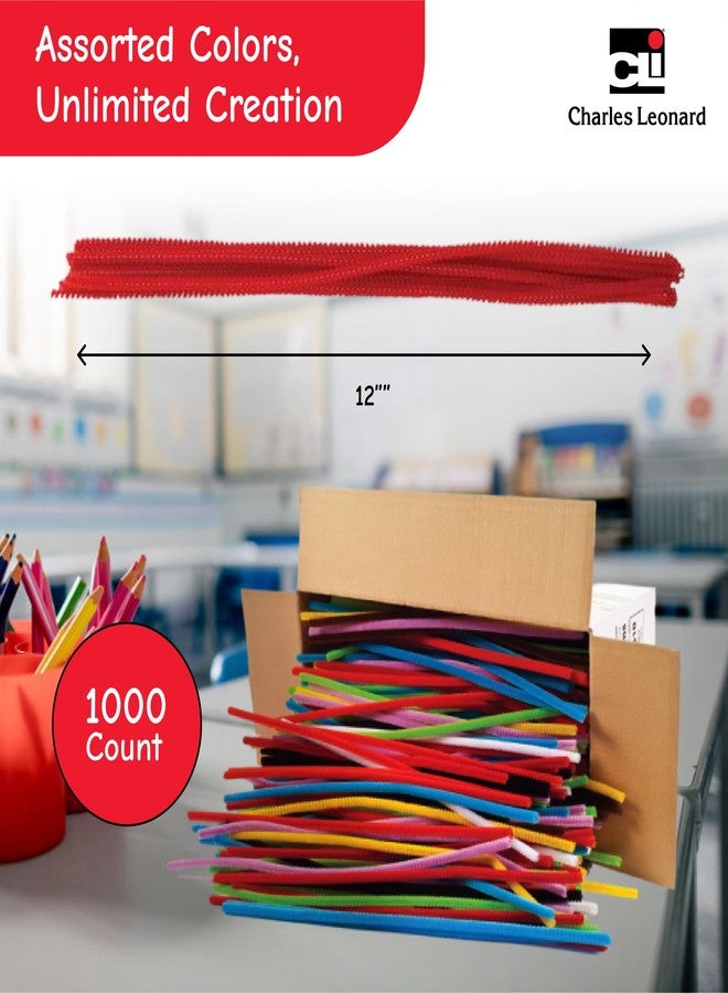 Charles Leonard Pipe Cleaners Bulk, 1000 Count, Pipe Cleaners for Crafting, Craft Supplies for Classroom and Home, Chenille Stems for Crafts, Multi-Color Assorted Pipecleaners, 4 MM x 12 Inch (65490) - Image 2