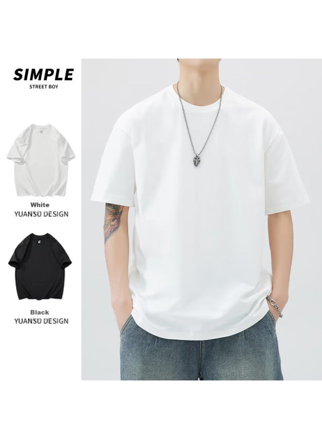 Dingfengbaoluo Heavy 260g Pure Cotton Men's Short-sleeve Summer Loose Heavy T-shirt, Inner Layer Undershirt, Men's T2600 Black 3XL - Image 5