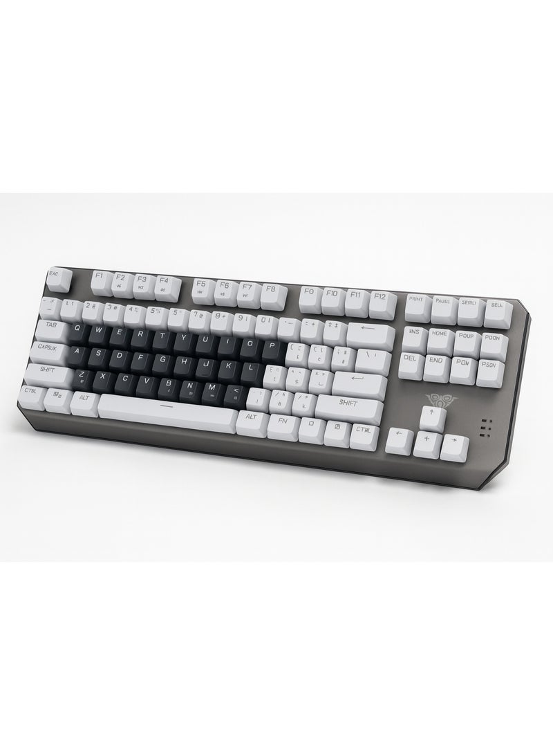 AULA WIND F3087 RGB Backlit Mechanical Keyboard - 87 Keys - Mechanical Gaming Switches - Compact and Responsive Design - White x Grey - Image 5