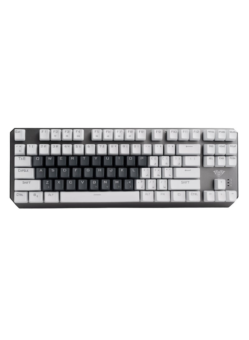 AULA WIND F3087 RGB Backlit Mechanical Keyboard - 87 Keys - Mechanical Gaming Switches - Compact and Responsive Design - White x Grey - Image 1