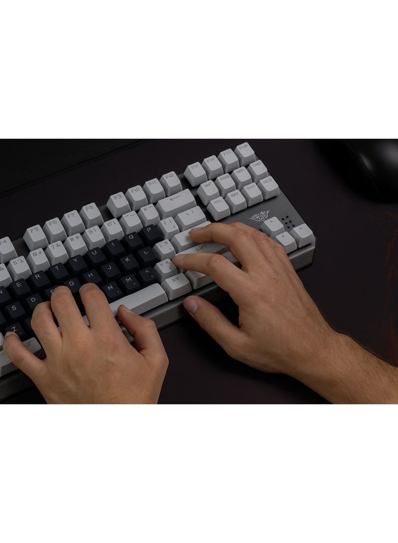 AULA WIND F3087 RGB Backlit Mechanical Keyboard - 87 Keys - Mechanical Gaming Switches - Compact and Responsive Design - White x Grey - Image 3