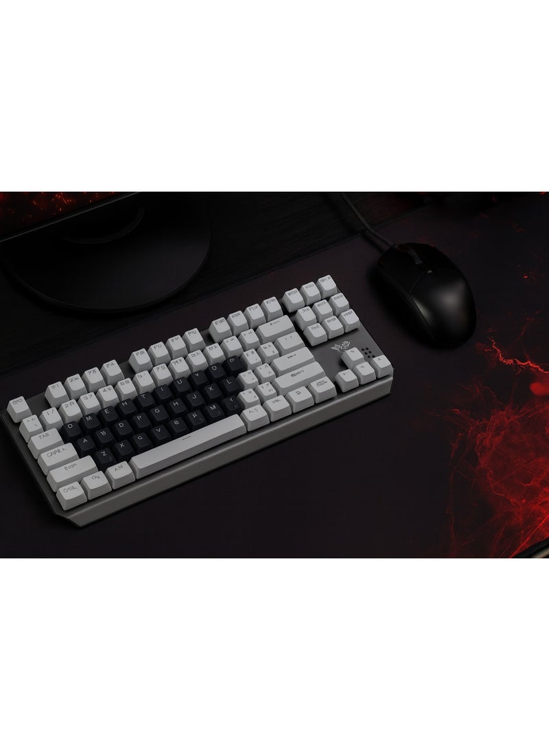 AULA WIND F3087 RGB Backlit Mechanical Keyboard - 87 Keys - Mechanical Gaming Switches - Compact and Responsive Design - White x Grey - Image 2