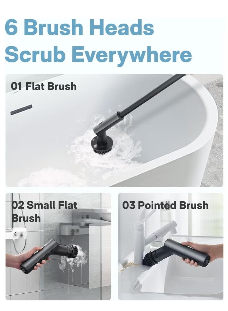 HOTO Electric Cleaning Brush – Power Scrubber for Bathroom, Kitchen, Tiles, Grout, Bathtub, Glass – 7 Brush Heads, 2 Speed Settings (220 & 350 RPM), Cordless, Waterproof IPX7, 4000mAh Rechargeable Battery, 50W High-Torque Motor – QWQJS001 - Image 5
