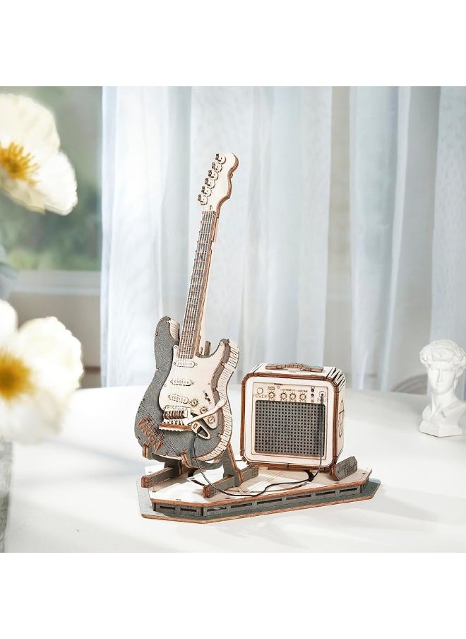 RoWood Rowood 3D Puzzles for Adults, DIY Wooden Model Kit for Adults to Build, STEM Electric Guitar Desk Toy Project for Kids, Birthday  - Image 1