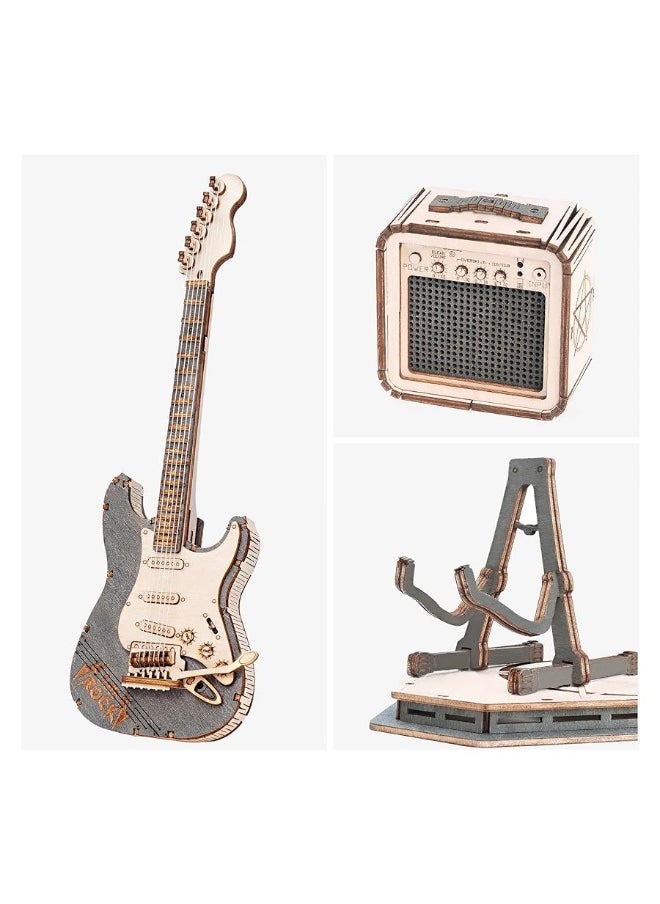 RoWood Rowood 3D Puzzles for Adults, DIY Wooden Model Kit for Adults to Build, STEM Electric Guitar Desk Toy Project for Kids, Birthday  - Image 2