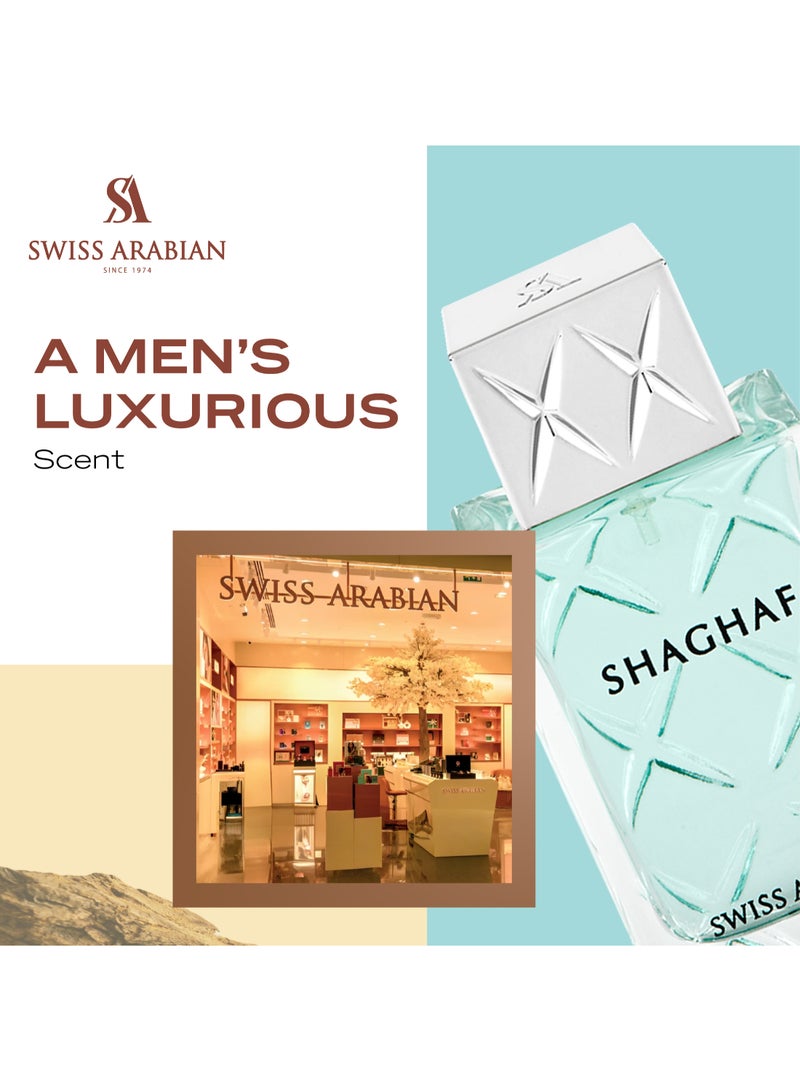 Shaghaf for Men Eau de Parfum, 75ml, Premium Quality Perfume, Men’s Fragrance, Oriental, Woody, Gourmand Luxurious Blend Perfumes for Men