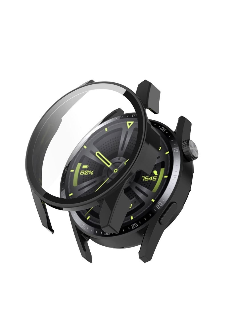 متوافق مع هواوي ووتش GT 3 46mm حامي الشاشة الواقية من الصدمات حالة الصلب حالة الكمبيوتر عالية الوضوح فيلم الزجاج المصقول واضحة مع تغطية كاملة من الصفر الحرس حالة هواوي ووتش GT3 46mm - Image 4