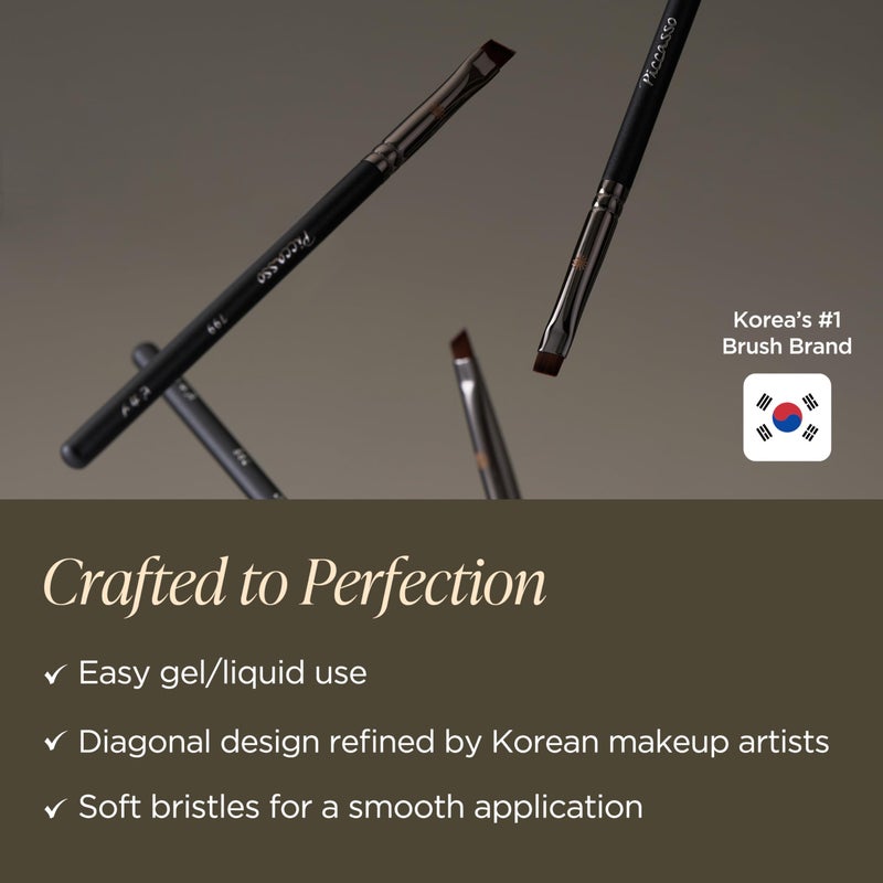 Piccasso 798 Flat Eyeliner Brush â€“ Professional Thin Angled Brush for Gel and Liquid Eyeliner, Soft Bristles for Tightlining and Lash Line, Eye Makeup and Facial Brush from K-Beauty Brand - Image 3