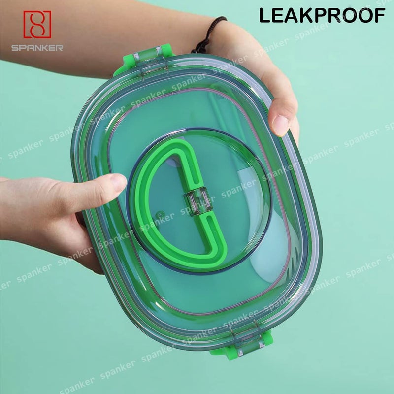 Spanker Dinosaur Lunch Box Thermal Stainless Steel 1000 ML Insulation Brunch Munch Box Tableware Set Portable Lunch Containers for Kid Adult Student Children Keep Food Green - Image 2