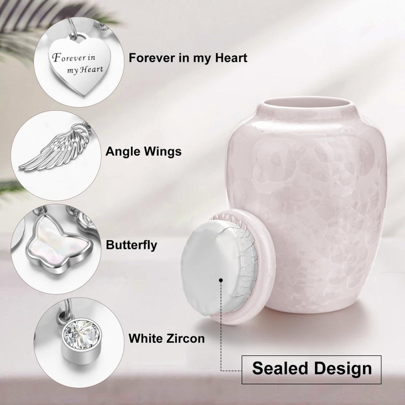 XIUDA Small Urns for Human Ashes Keepsake Ceramic Mini Cremation Urns for Ashes Adult Female Handcrafted Decorative Urn for Women, Memorial, Burial, Home Display - Image 3