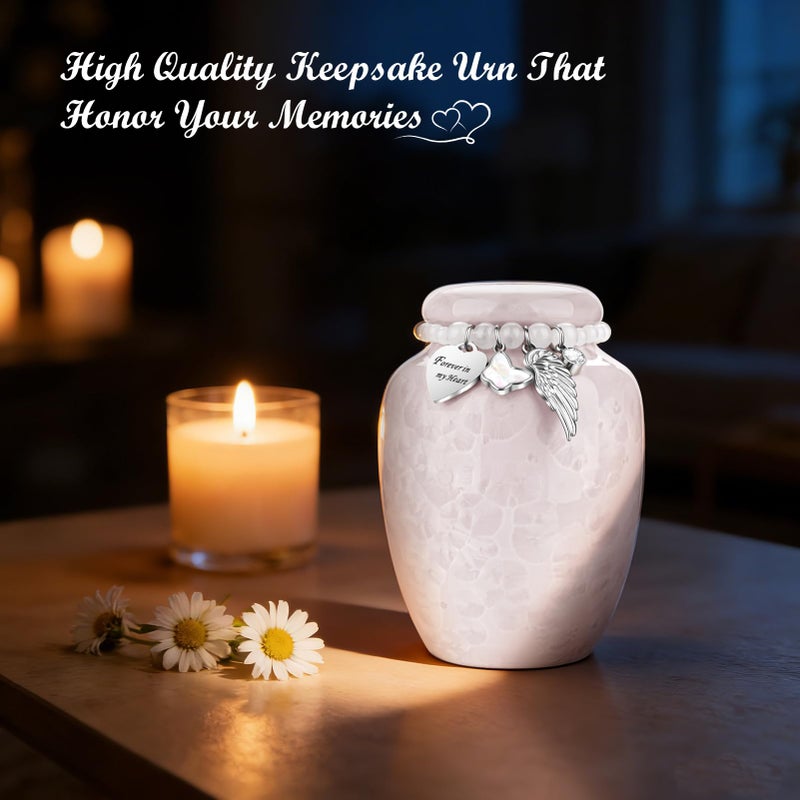 XIUDA Small Urns for Human Ashes Keepsake Ceramic Mini Cremation Urns for Ashes Adult Female Handcrafted Decorative Urn for Women, Memorial, Burial, Home Display - Image 5
