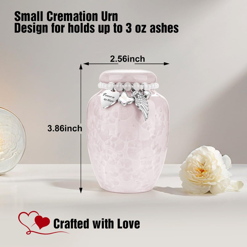 XIUDA Small Urns for Human Ashes Keepsake Ceramic Mini Cremation Urns for Ashes Adult Female Handcrafted Decorative Urn for Women, Memorial, Burial, Home Display - Image 2