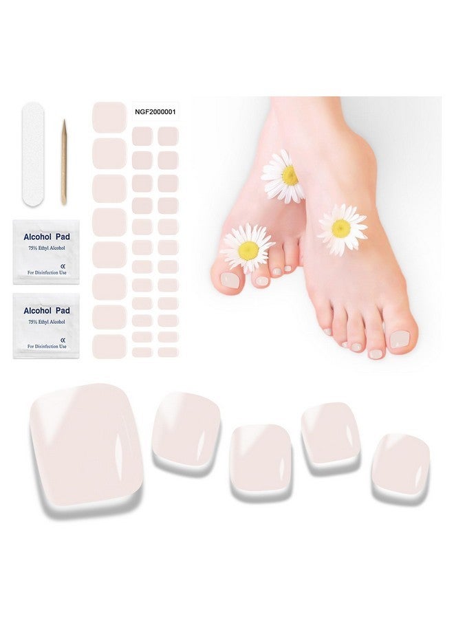 DUKASOU Semi-Cured Gel Pedicure Strips 32Pcs Pure Color Series(K Pink) - Full Nail Wraps For Women Girls Gel Toenail Stickers Works With Any Nail Lamps Includes Nail Pads Nail File & Wood Stick  - Image 1