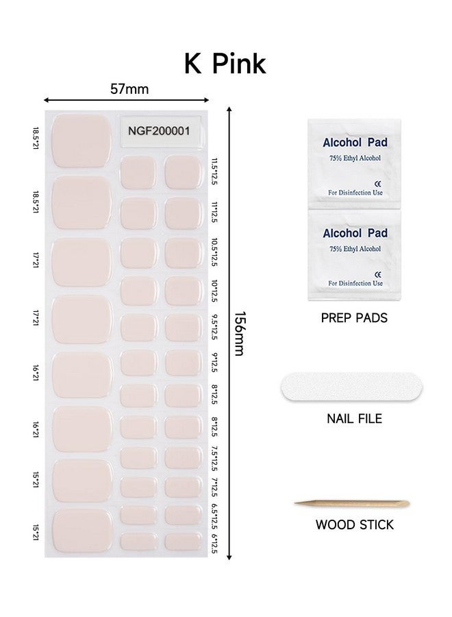 DUKASOU Semi-Cured Gel Pedicure Strips 32Pcs Pure Color Series(K Pink) - Full Nail Wraps For Women Girls Gel Toenail Stickers Works With Any Nail Lamps Includes Nail Pads Nail File & Wood Stick  - Image 5
