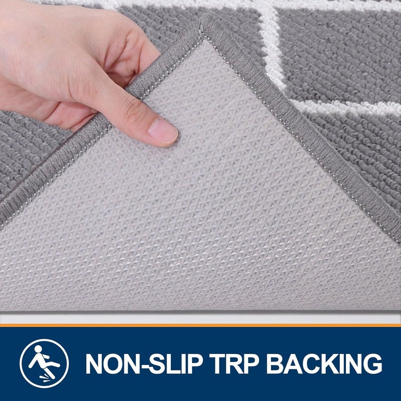Finchitty Indoor Door Mat, Dirt Resistant and Absorbent, Low-Profile, Non-Slip, Washable Inside Floor Mats for Front Door, Back, and Entrance, 30" x 17", Grey - Image 3