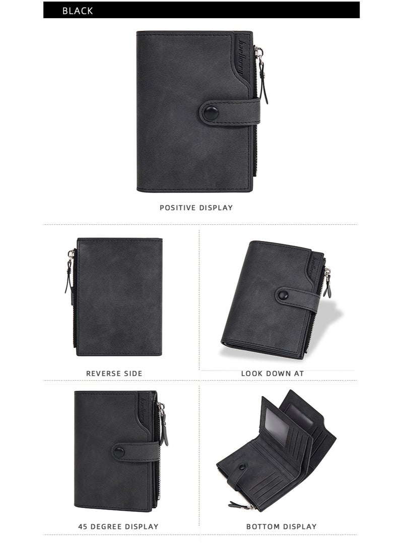 بايلليري محفظة BAELLERY للرجال من البولي يوريثان الأسود - ١٧ فتحة بطاقات مع جيب نقدي بسحاب و قسم للأوراق النقدية | محفظة يومية رفيعة، محمولة ومتينة - Image 5
