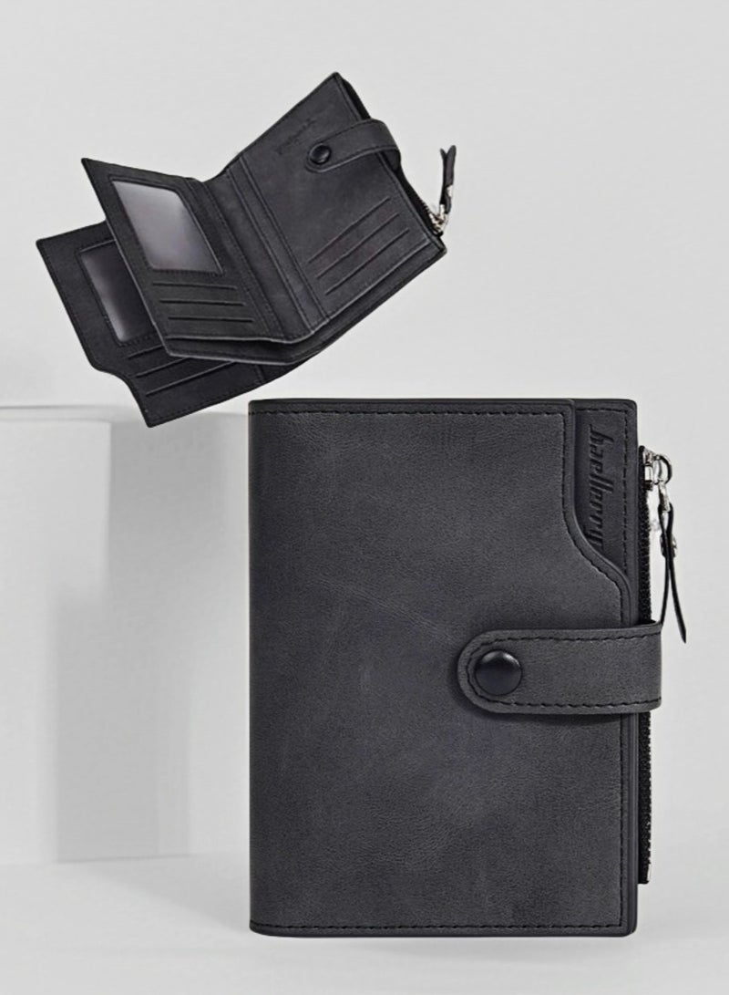 baellerry Ramadan's Practical Gift | BAELLERY Men's Black PU Wallet - 17 Card Slots, Zippered Coin Pocket & Bill Compartment, Slim & Durable - Image 1