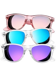 Joopin Oversized Square Sunglasses Polarized Sun Glasses Uv Protection Clear Frame Shades For Women Men (All Pink + Blue + Purple)  - Image 1
