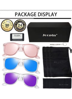 Joopin Oversized Square Sunglasses Polarized Sun Glasses Uv Protection Clear Frame Shades For Women Men (All Pink + Blue + Purple)  - Image 5