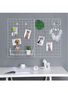 GreenUniverse GreenUniverse Grid Photo Frame for Wall Clip Holder Photo Frame decorative wall hangers Multi Functional Creative Mesh Wall GridPackage 1pc Frame white 45cm x 65cm  - Image 2