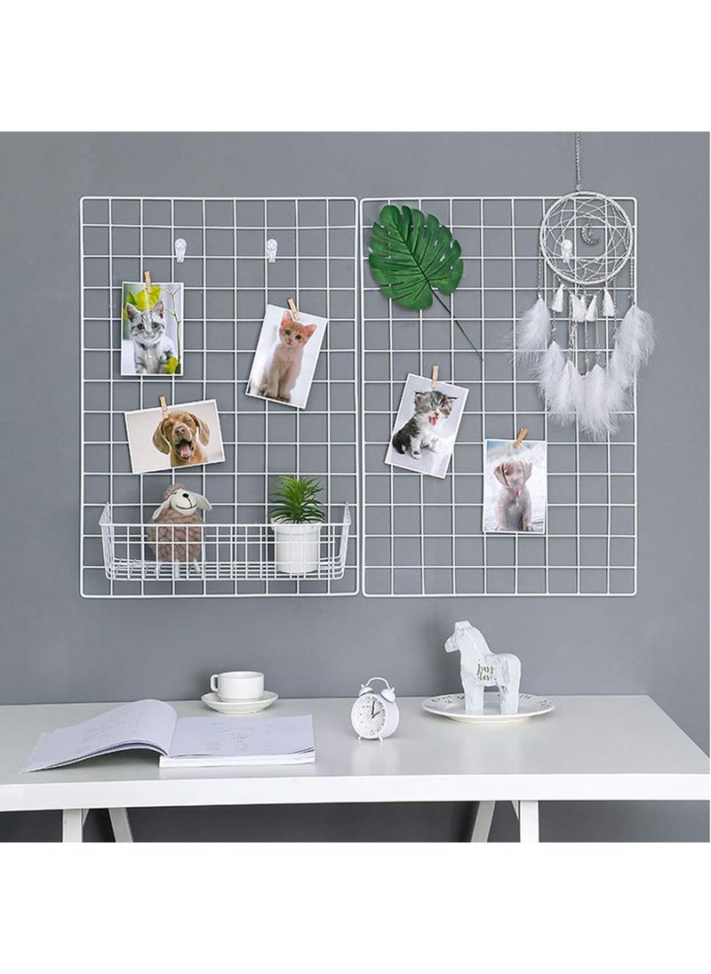 GreenUniverse - GreenUniverse Grid Photo Frame for Wall Clip Holder Photo Frame decorative wall hangers Multi Functional Creative Mesh Wall GridPackage 1pc Frame white 45cm x 65cm - Image 1
