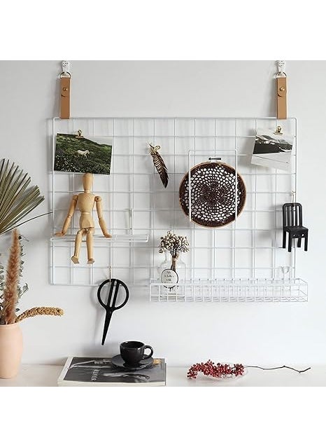 GreenUniverse - GreenUniverse Grid Photo Frame for Wall Clip Holder Photo Frame decorative wall hangers Multi Functional Creative Mesh Wall GridPackage 1pc Frame white 45cm x 65cm - Image 1