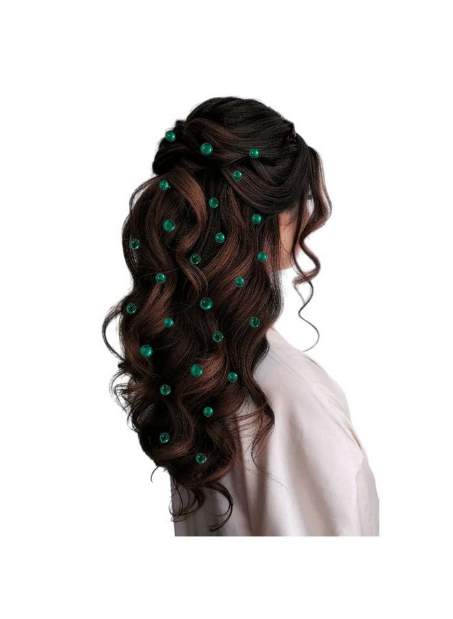 Ansh Round-shaped Hair Stickers: Combo Pack of 24 x 8mm and 12 x 10mm - Stick-on, No Clips Needed, Easy DIY Hair Accessories_2876_DarkGreen - Image 5