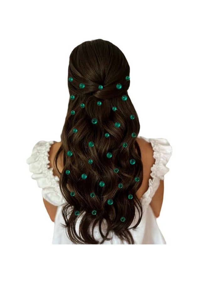 Ansh Round-shaped Hair Stickers: Combo Pack of 24 x 8mm and 12 x 10mm - Stick-on, No Clips Needed, Easy DIY Hair Accessories_2876_DarkGreen - Image 1