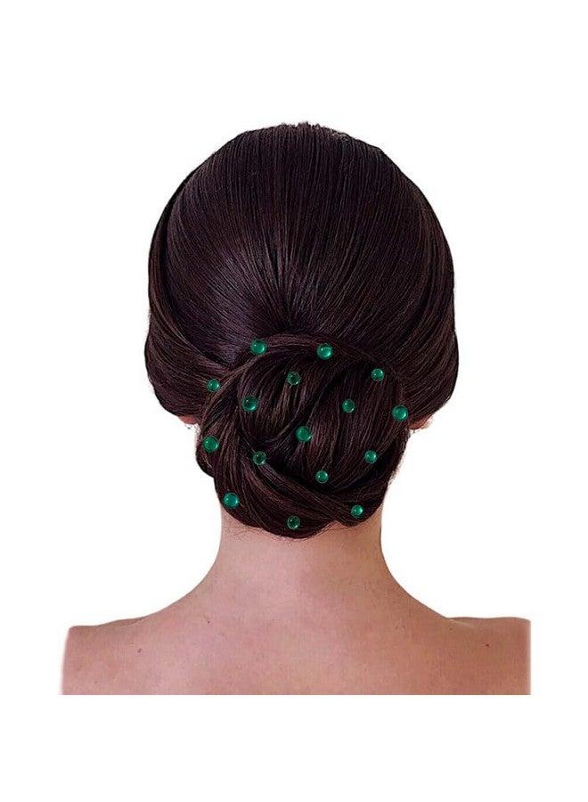 Ansh Round-shaped Hair Stickers: Combo Pack of 24 x 8mm and 12 x 10mm - Stick-on, No Clips Needed, Easy DIY Hair Accessories_2876_DarkGreen - Image 2