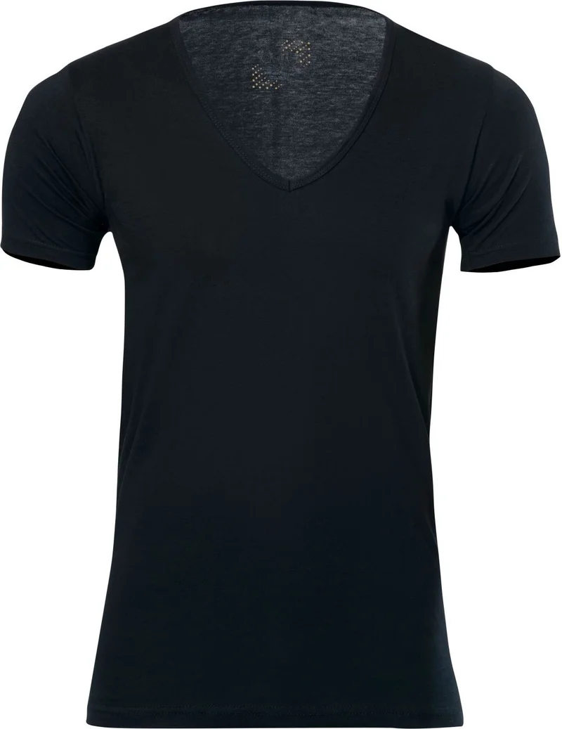 Anıt Lingerie Anıt 1173 Black 3 Piece Combed Cotton V Neck Short Sleeve Men's Undershirt