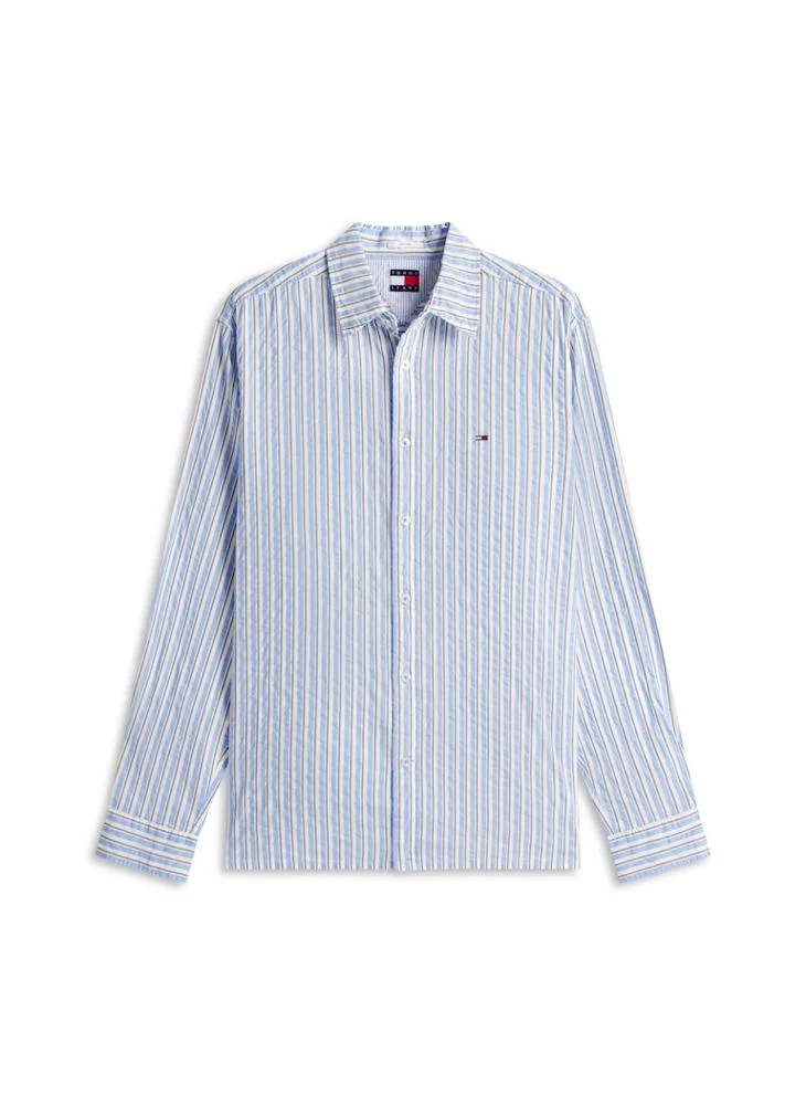 TOMMY JEANS  Relaxed Fit Stripe Seersucker Shirt for Men | Best Price UAE