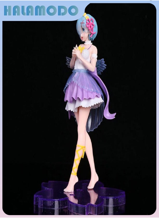 HALAMODO Re - Zero Starting Life in Another World Standing Angel Rem in Wedding Crystal Dress Figure - A Gorgeous Gift for Girls  - Image 4
