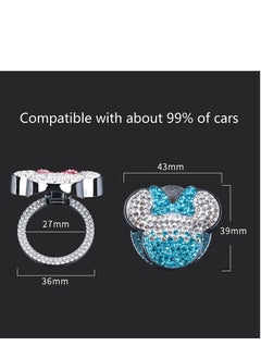 SYOSI Car C ute Push to Start bu tton Cover Accessories, Blue Crystal Rhinestones Car Engine Start Stop bu tton Cover, Bling Car Decoration Interior Sticker for Women Girl  - Image 4