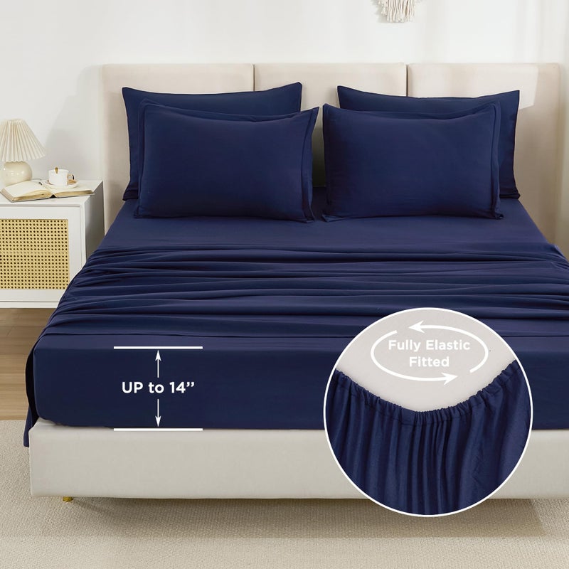 Litanika Full Size Comforter Sets Navy Blue - 7 Pieces Bed in a Bag Full Beddding Comforter Sets  Solid Lightweight Bed Set with Comforter  Sheets  Pillowcases & Shams - Image 5