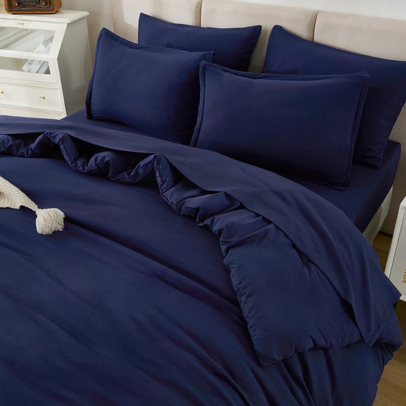 Litanika Full Size Comforter Sets Navy Blue - 7 Pieces Bed in a Bag Full Beddding Comforter Sets  Solid Lightweight Bed Set with Comforter  Sheets  Pillowcases & Shams - Image 4