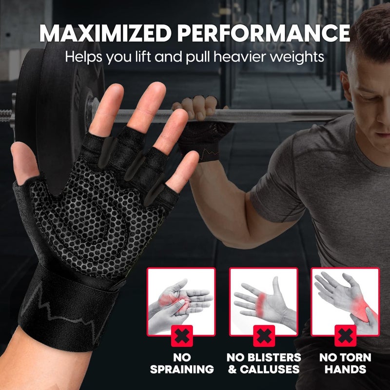 MhIL Workout Gloves for Men â€“ Comfortable Gym Gloves for Men with Enhanced Grip for Safety and Hand Protection â€“ Weight Lifting Protection with Wrist Wraps Support for Performance Boost and Style - Image 3