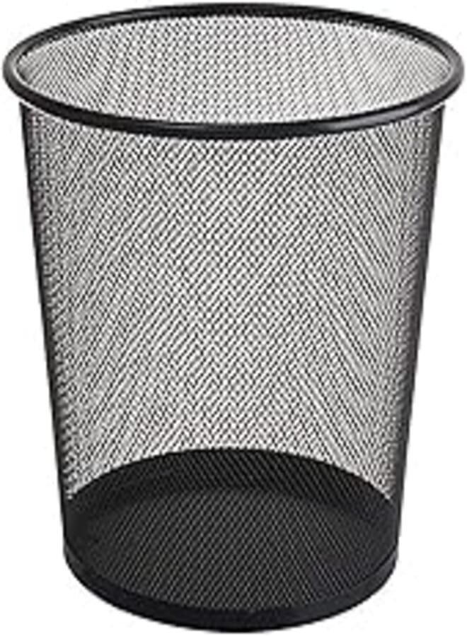 grace Metal Dust Bin Office Waster Paper Basket - Black