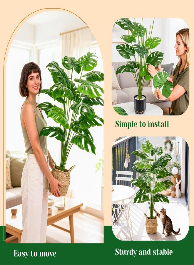 Der Rose 44" Tall Fake Plants with Basket Large Artificial Monstera Plants Indoor, Easy Assembly Faux Tree for Outdoor Office Living Room Bedroom Home Apartment Decor - Image 4