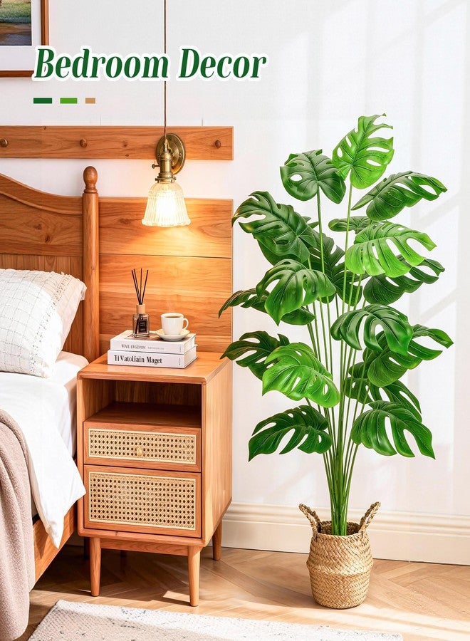 Der Rose 44" Tall Fake Plants with Basket Large Artificial Monstera Plants Indoor, Easy Assembly Faux Tree for Outdoor Office Living Room Bedroom Home Apartment Decor - Image 5